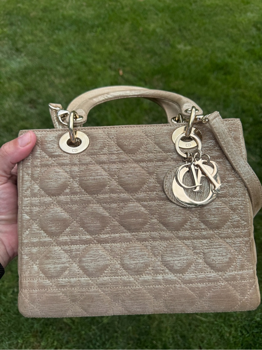 Dior Champagne Quilted Lady Dior Satchel - Picture 1 of 6